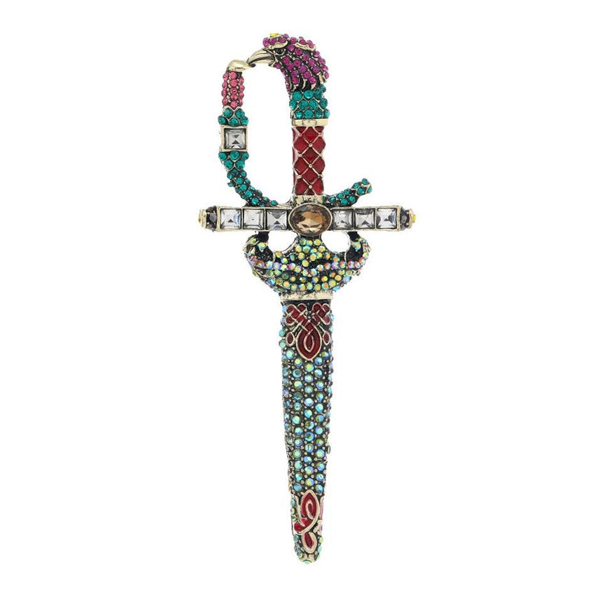 rhinestone retro sword crystal brooch for men suits (5 pcs)