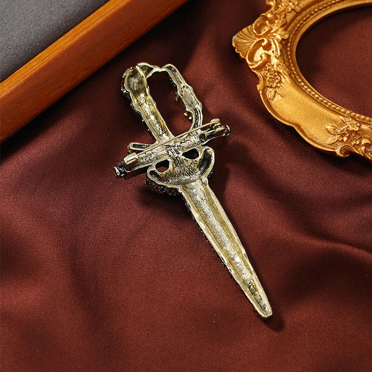 rhinestone retro sword crystal brooch for men suits (5 pcs)