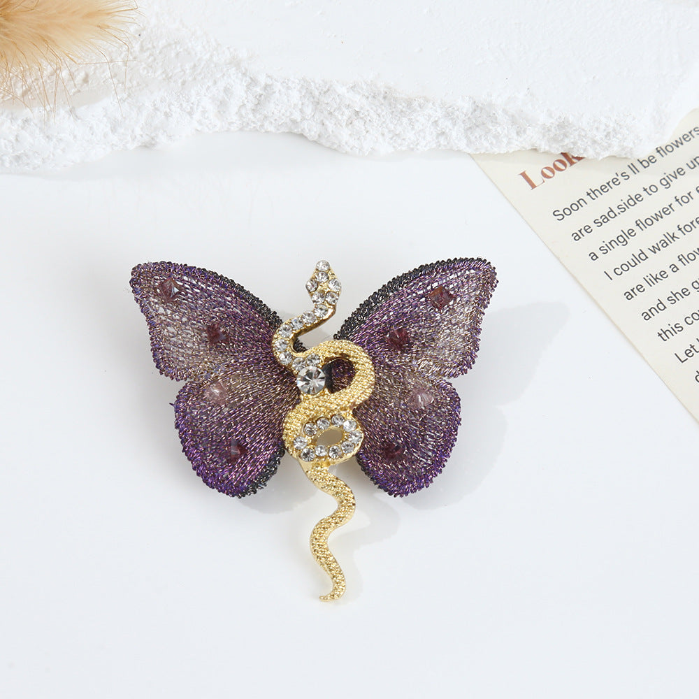 Snake Embroidery Butterfly Brooch (5 pcs)