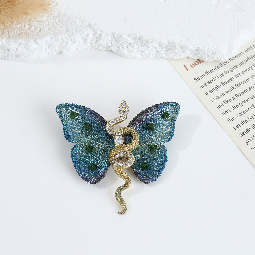 Snake Embroidery Butterfly Brooch (5 pcs)