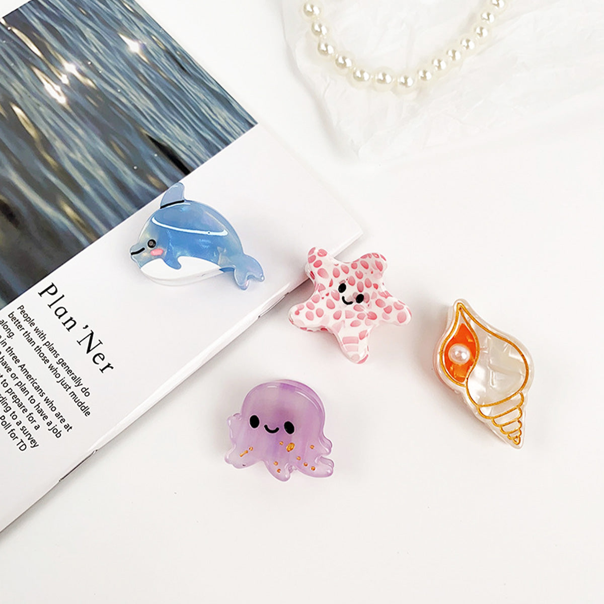 cute sea animal hair clip jellyfish shell dolphin whale