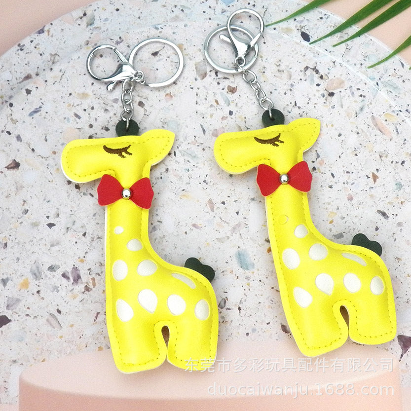 Giraffe PU Leather Animal Keychain (5 pcs)