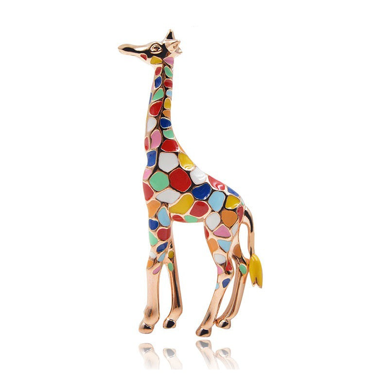 Colorful Enamel Giraffe Brooch – Artistic Animal-Inspired Pin (5 pcs)