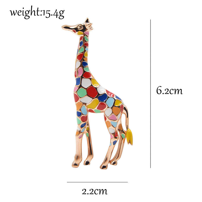 Colorful Enamel Giraffe Brooch – Artistic Animal-Inspired Pin (5 pcs)