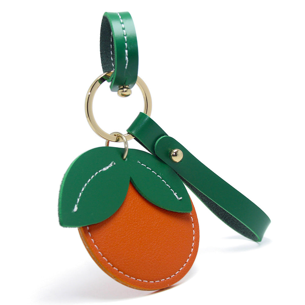 reen PU leather tangerine fruit keychain purse keychain bulk wholesale