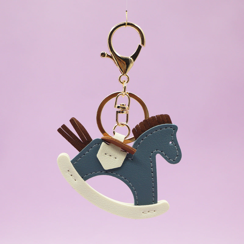 Blue Rocking Horse Charm Pendant Bag Accessory