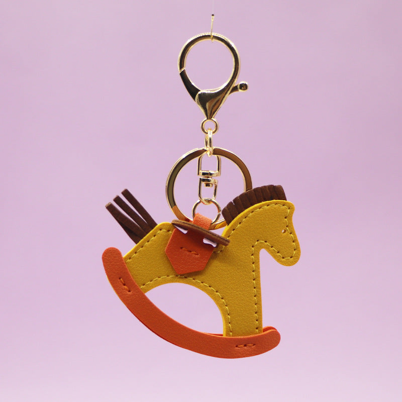 Orange Rocking Horse Charm Pendant Keychain