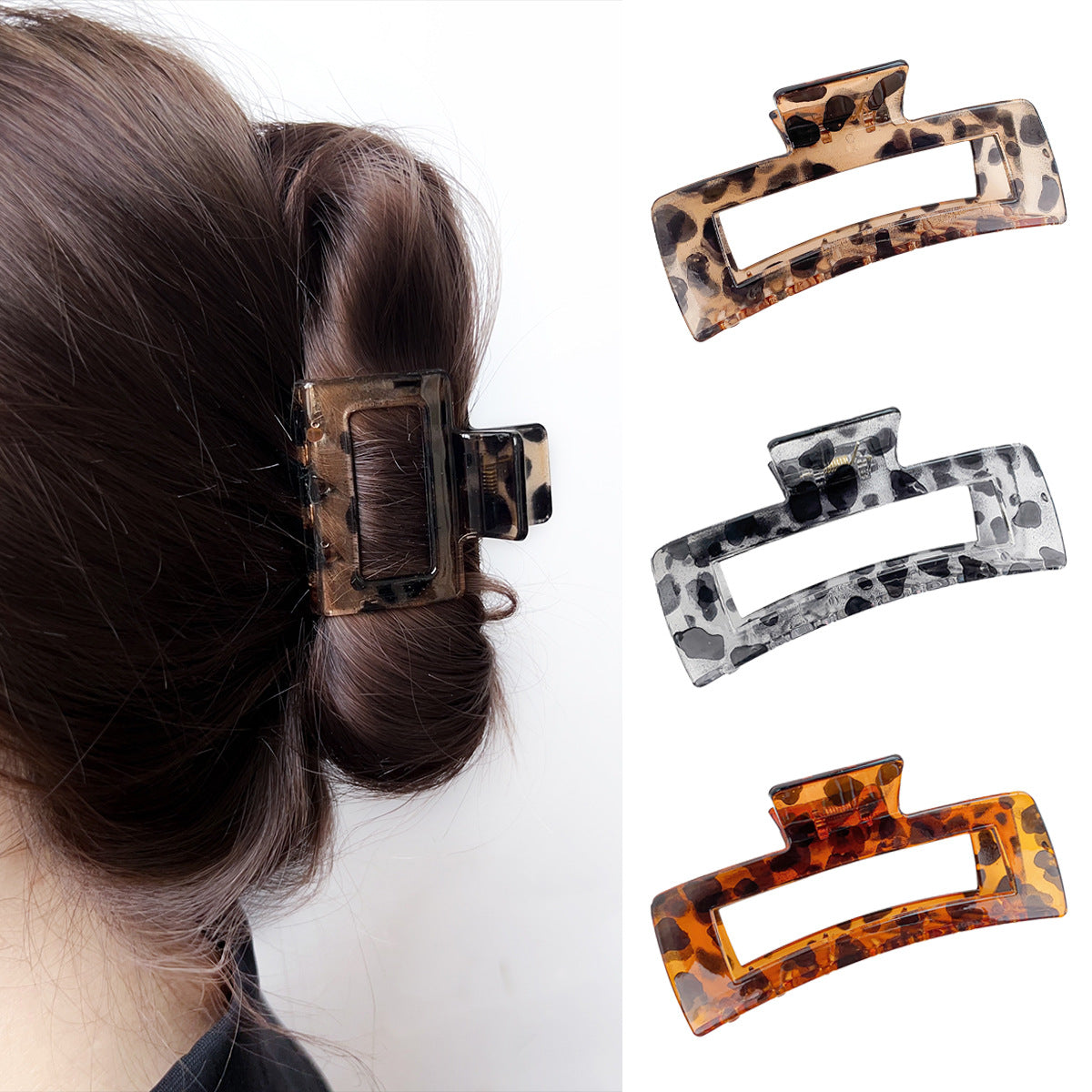 large hair claw clips tortoise shell leopard and black