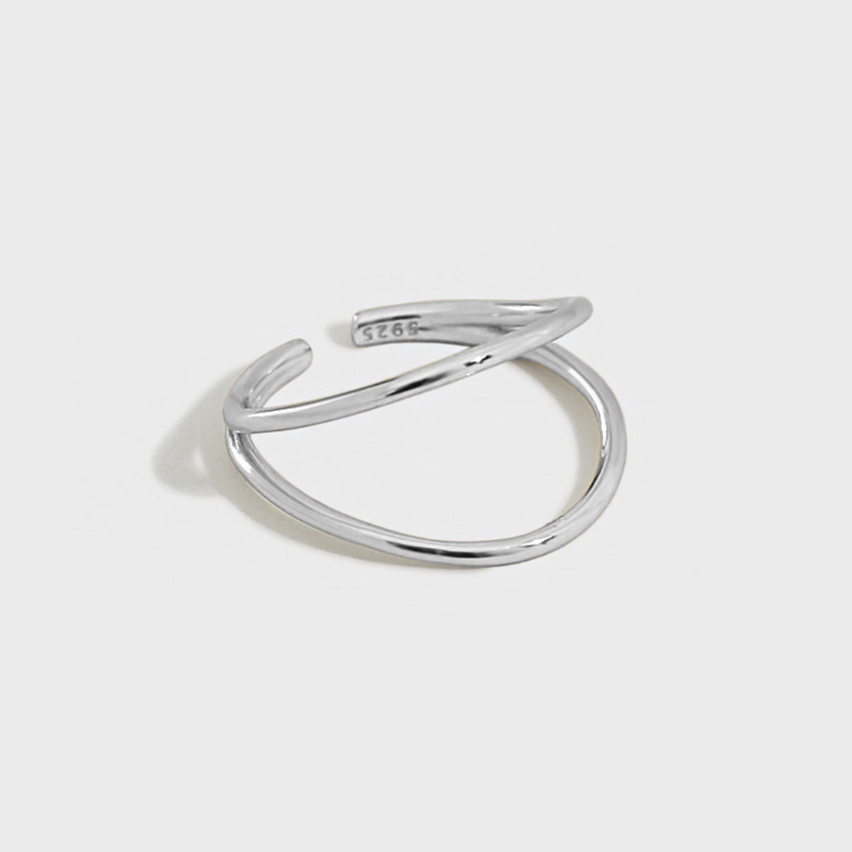 925 sterling silver double line open ring with polished finish – ideal for minimalist jewelry wholesale and sterling silver everyday rings collections.