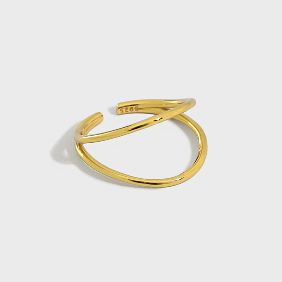 White gold plated 925 silver double line ring – high-quality open ring white gold option for minimalist jewelry wholesale brands.