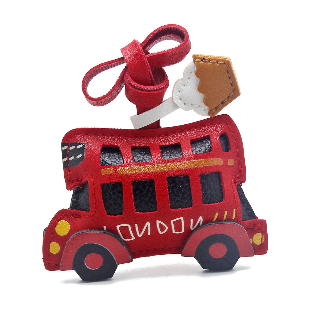 Red London bus PU leather keychain fresh design bag charm car purse accessory bulk wholesale