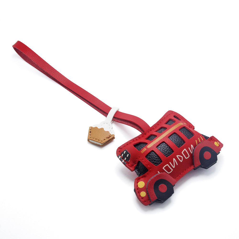 Red London bus PU leather keychain with strap bag charm purse keyring bulk wholesale