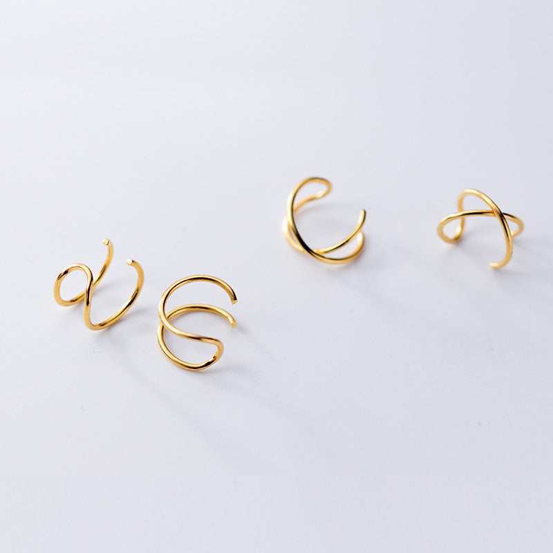 925 sterling silver simple cuff earrings (5 pair)