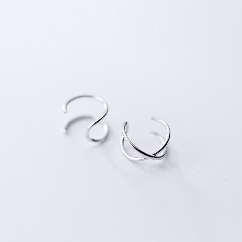 925 sterling silver simple cuff earrings (5 pair)
