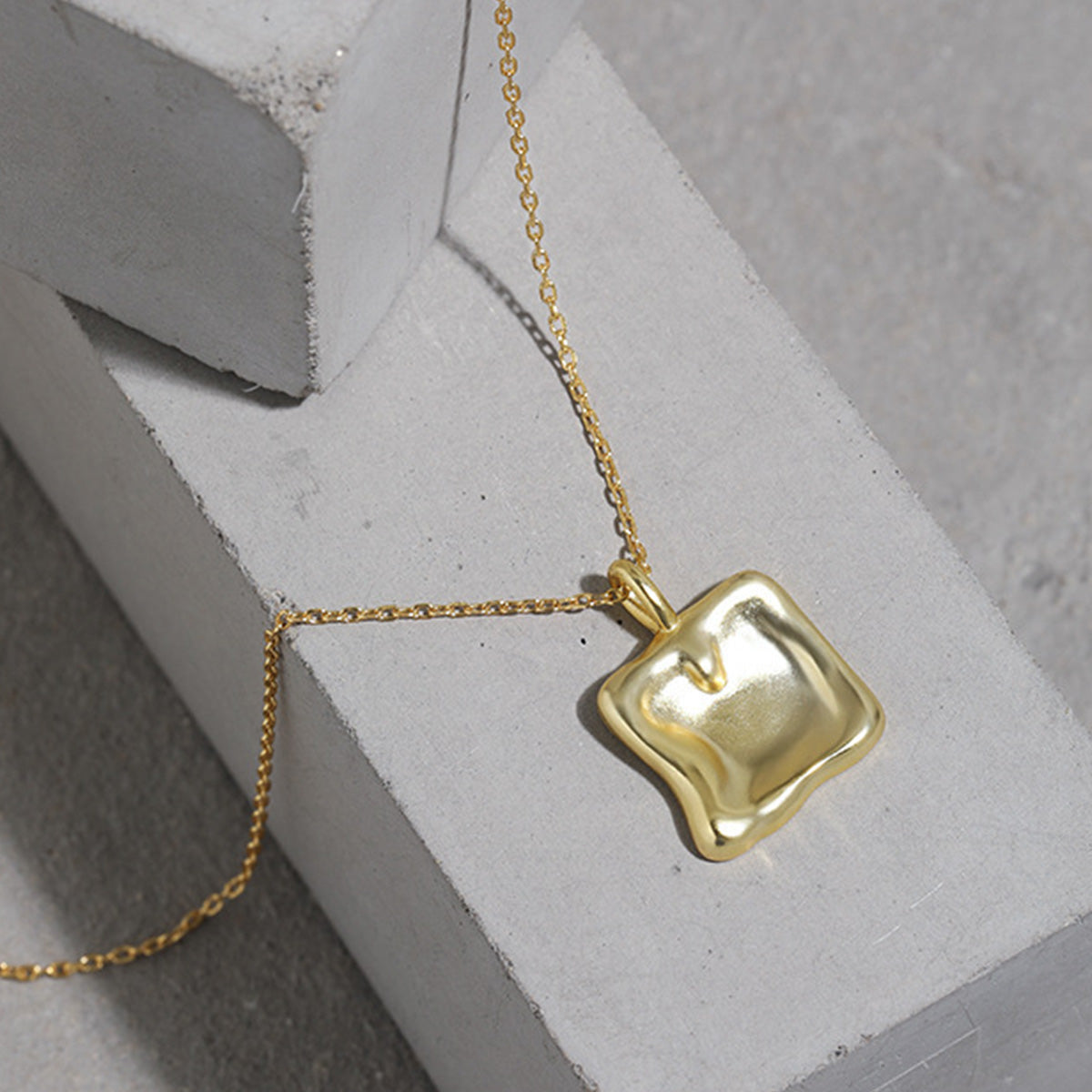 Gold square charm necklace minimalist jewelry wholesale for elegant everyday wear