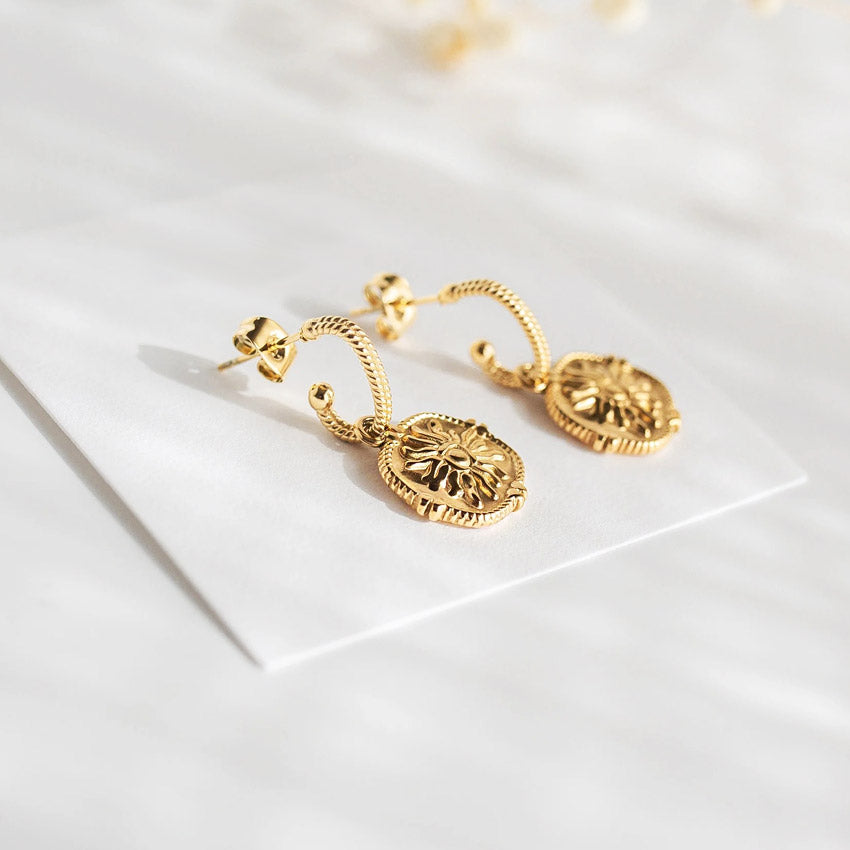 stainless steel sun drop stud earrings