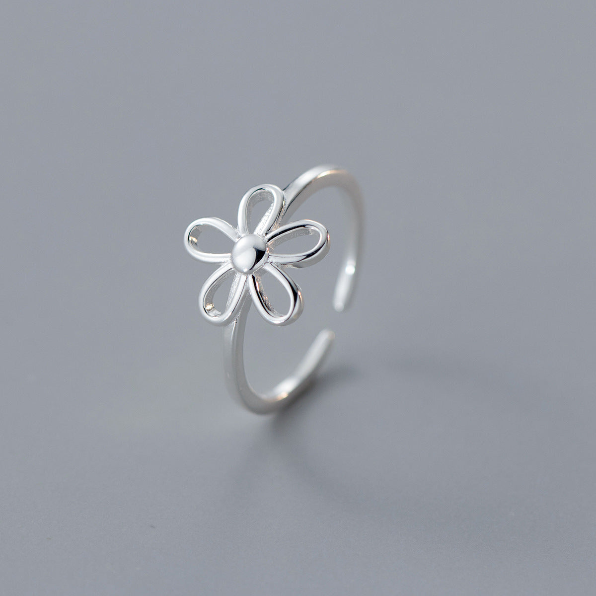 Sterling Silver Fresh Sweet Bloom Series Open Ring Set of 5