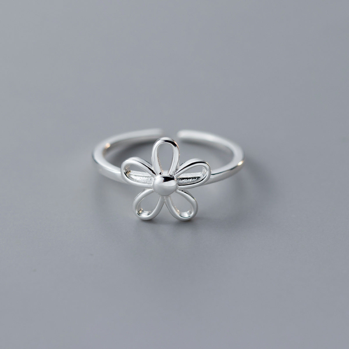 Sterling Silver Fresh Sweet Bloom Series Open Ring Set of 5