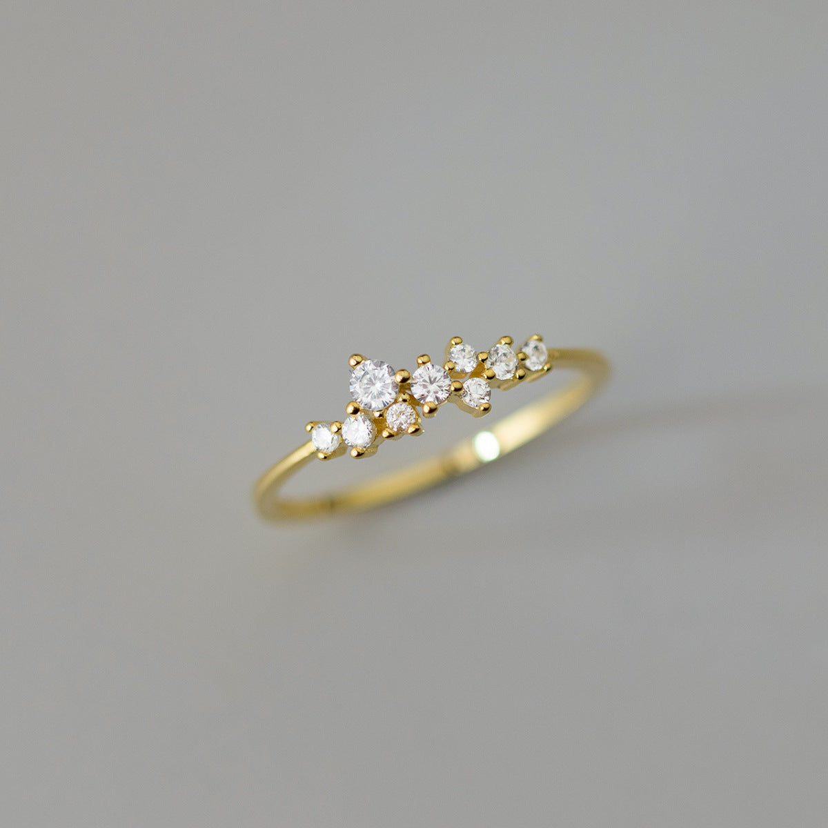 925 Sterling Silver Minimalist Irregular Zirconia Starry Dot Ring Set of 5