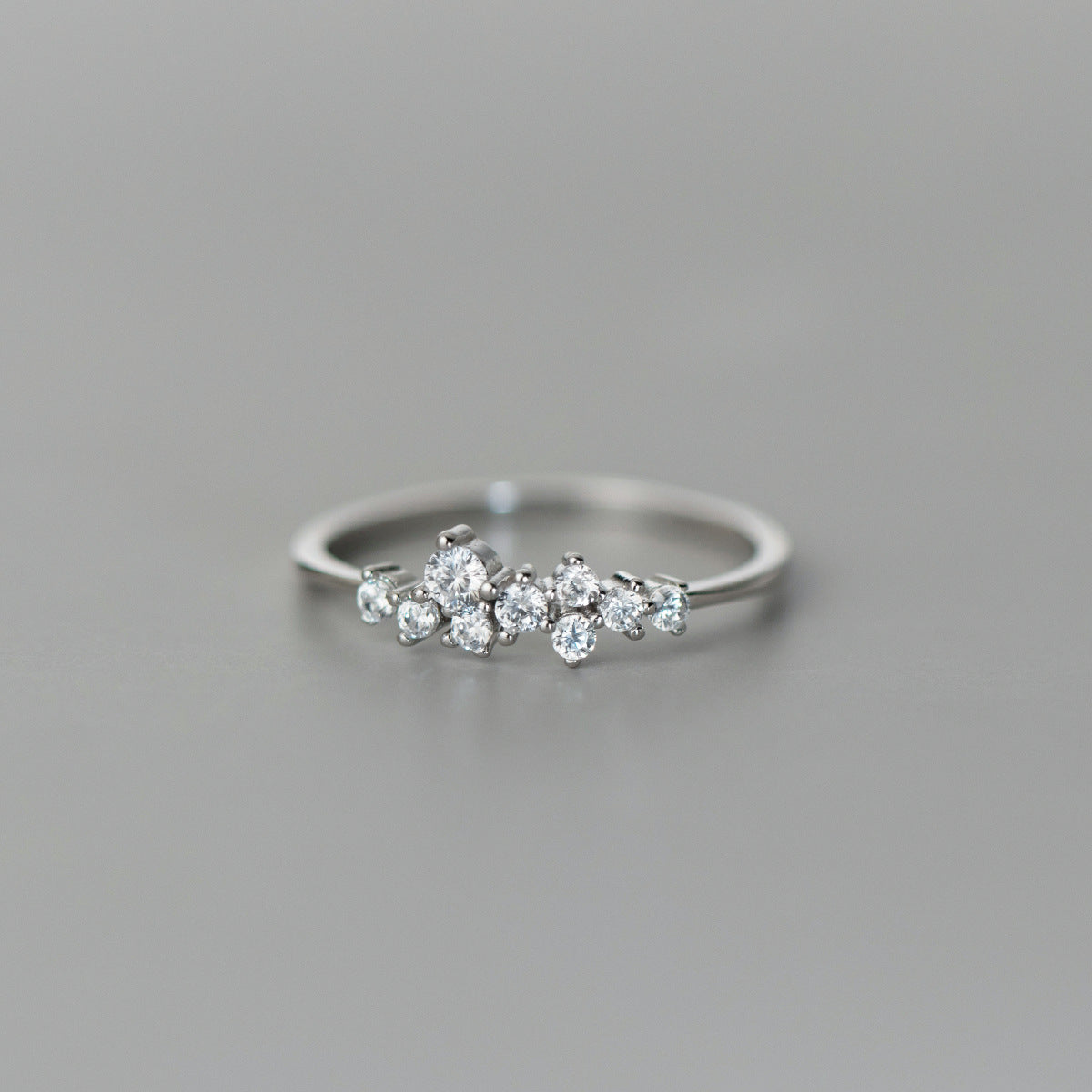 925 Sterling Silver Minimalist Irregular Zirconia Starry Dot Ring Set of 5