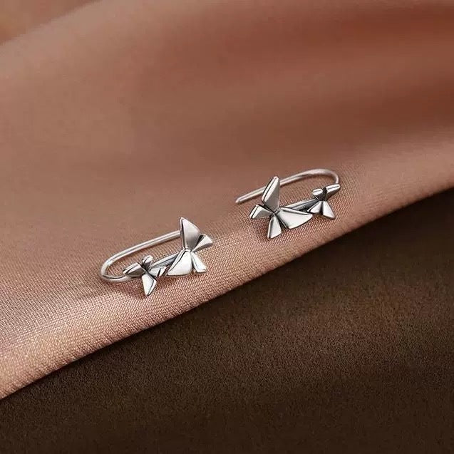 Fresh Creative Niche Design Sterling Silver Butterfly Hook Earrings (5 Pairs)