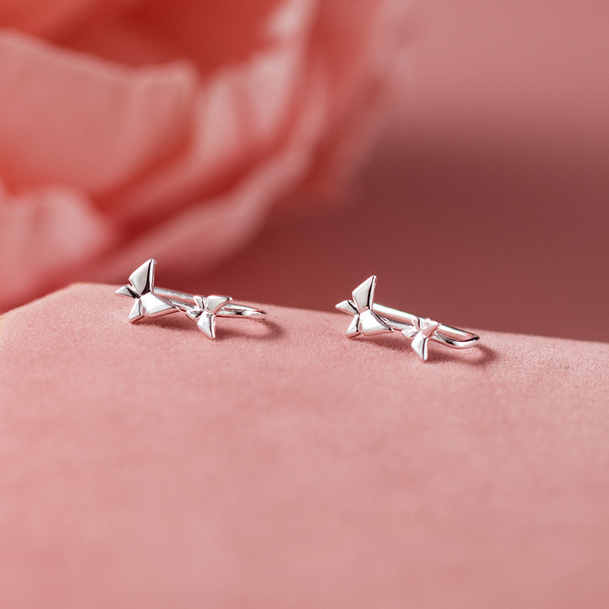 Fresh Creative Niche Design Sterling Silver Butterfly Hook Earrings (5 Pairs)