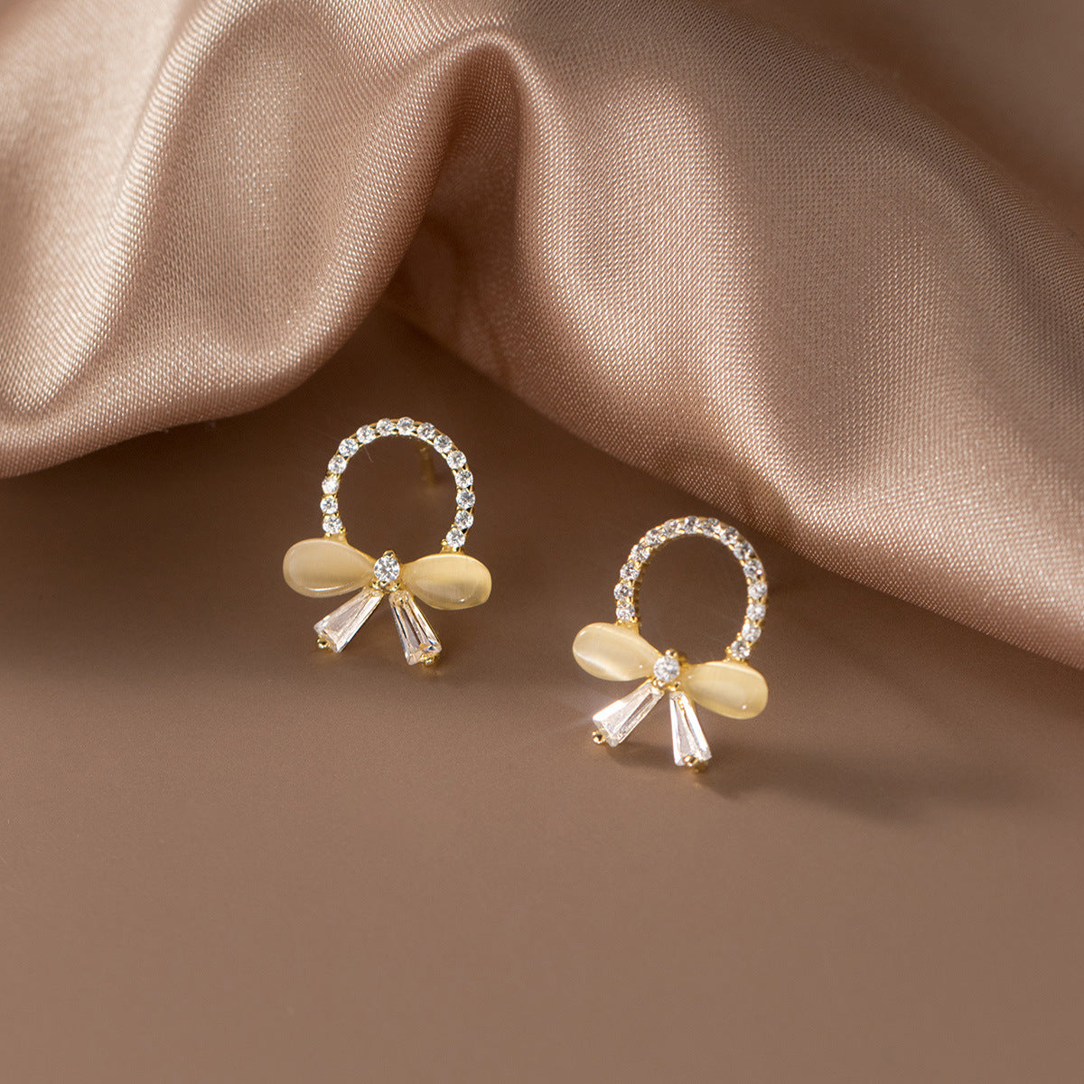 925 Sterling Silver Elegant French-Inspired Zirconia Butterfly Knot Earrings (5 Pairs)