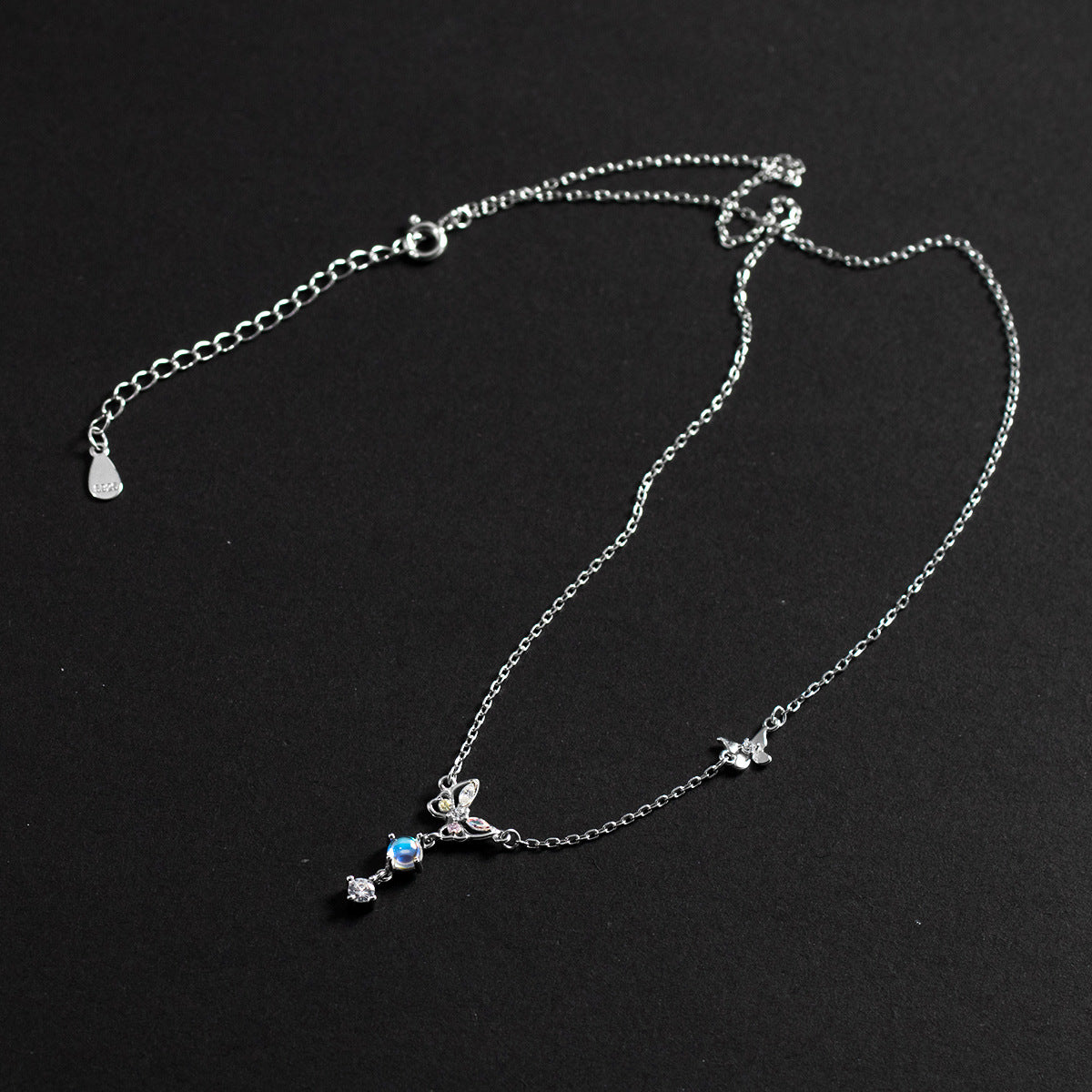 925 Sterling Silver Iridescent Zircon Butterfly Necklace Set of 5