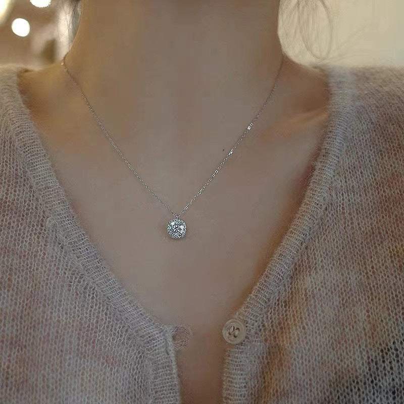 925 Sterling Silver Elegant Square Necklace with Cubic Zirconia Accent Set of 5