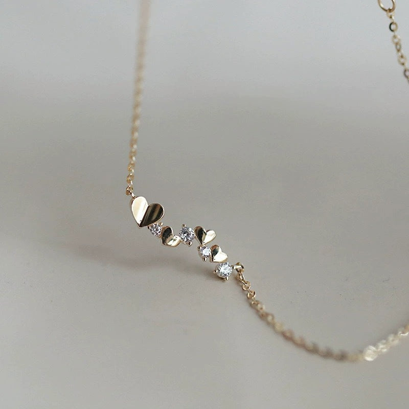 925 Sterling Silver Irregular Heart Zircon Necklace Set of 5