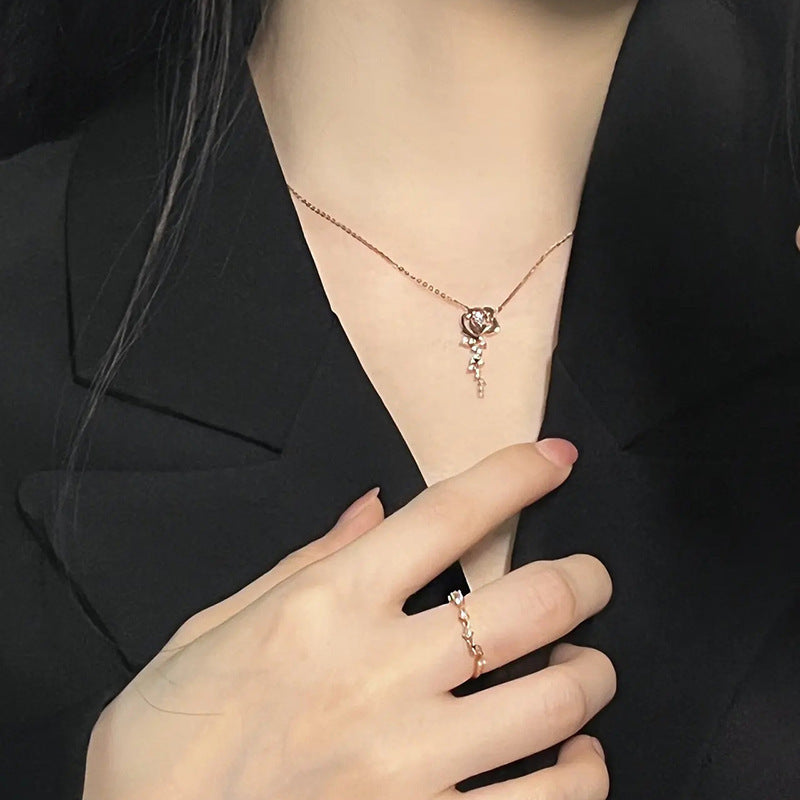 925 Sterling Silver Elegant Rose Necklace Set of 5