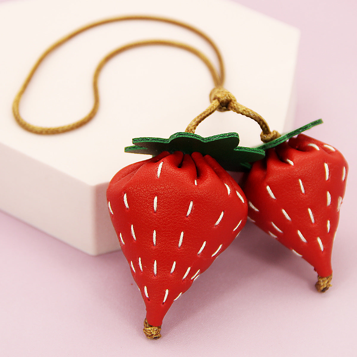 strawberry keychain PU leather bag charm purse keychain bulk wholesale gift