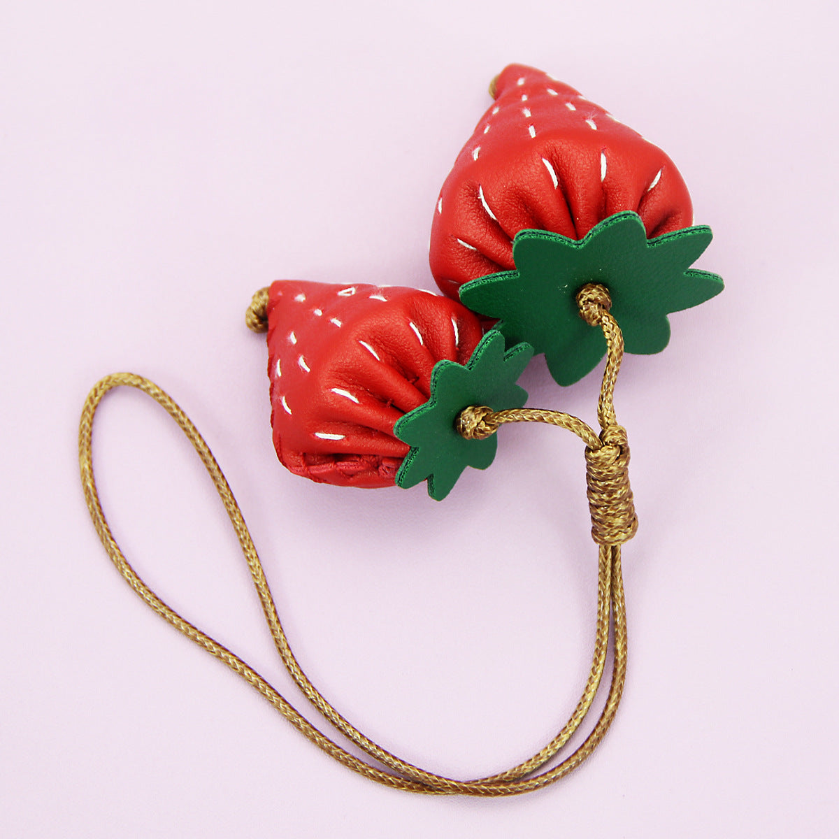 strawberry keychain PU leather bag charm purse keychain bulk wholesale gift