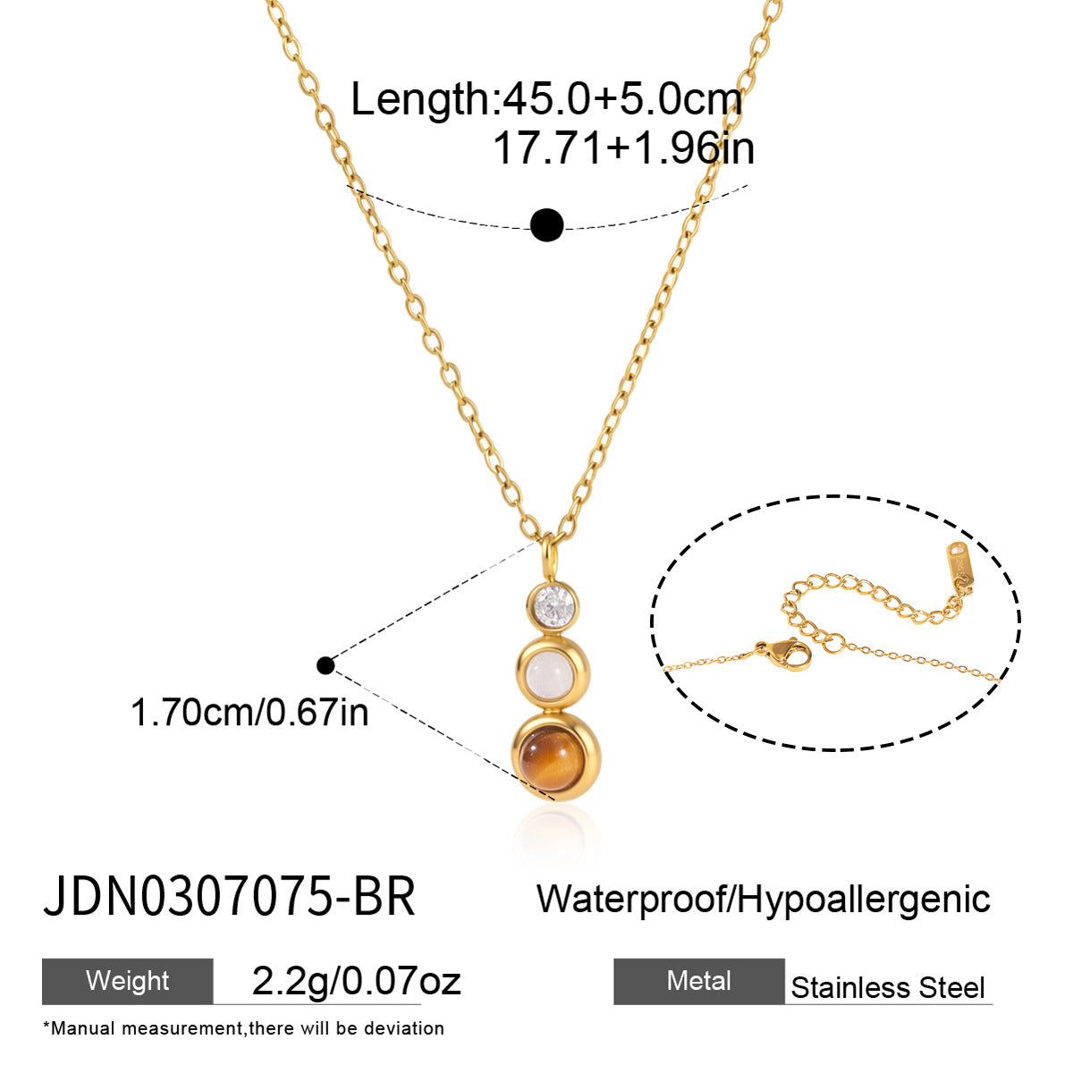 Tiger eye stainless steel necklace