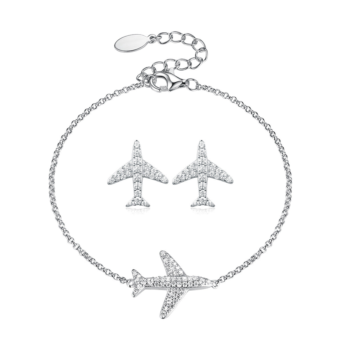 925 sterling silver bracelet with airplane charm cz design everyday jewelry wholesale 925 silver bracelet gift for friend