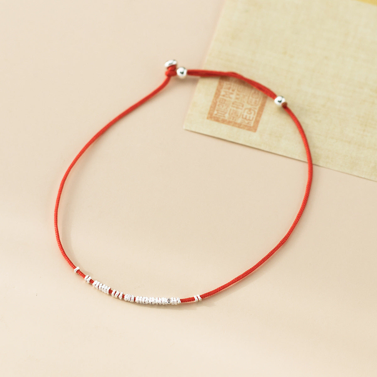 Red cord bracelet with 925 sterling silver chain bulk beads minimalist jewellery wholesale everyday wear