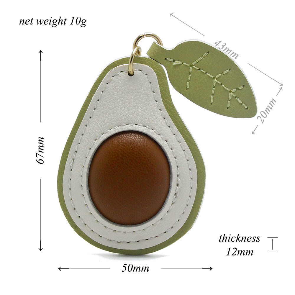 Wholesale avocado keychain made of PU leather, cute fruit bag charm bulk