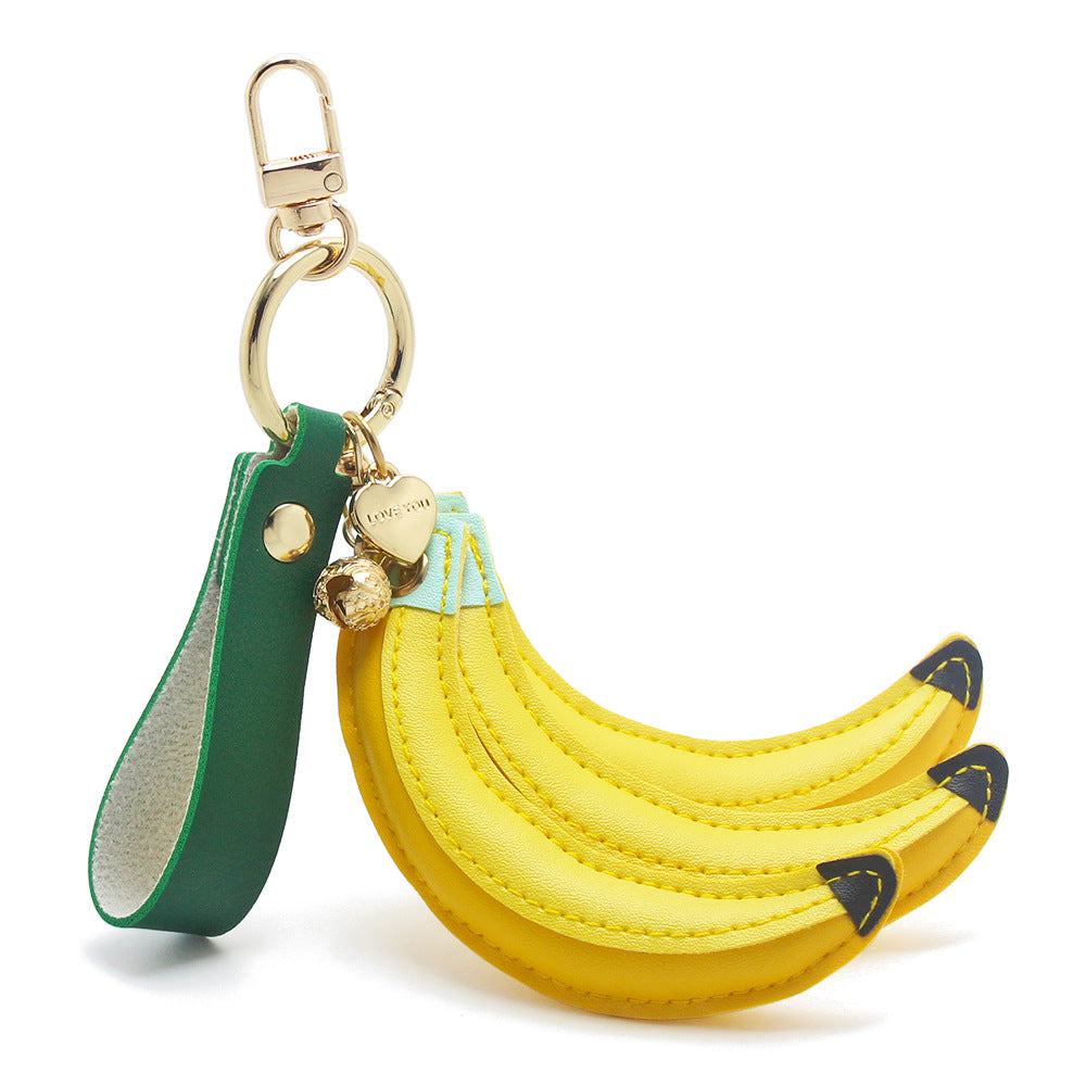 Banana PU leather keychain wholesale bulk purse charm and bag accessory gift