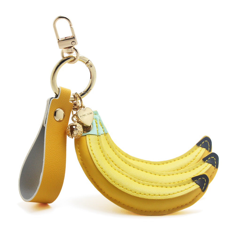 Wholesale banana keychain fruit purse charm PU leather bag accessory bulk pack