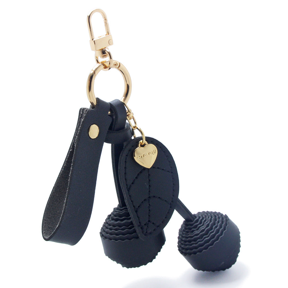 Wholesale black cherry keychain PU leather bag charm cute purse keychain bulk accessory