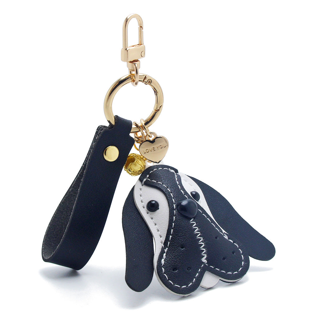 Bulk wholesale dog keychain PU leather brown bag charm gift accessory