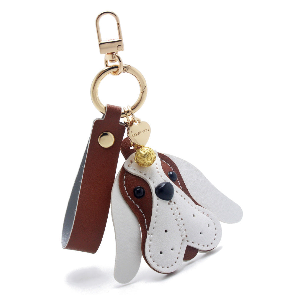 Wholesale dog keychain PU leather black bag charm, cute puppy purse keychain bulk