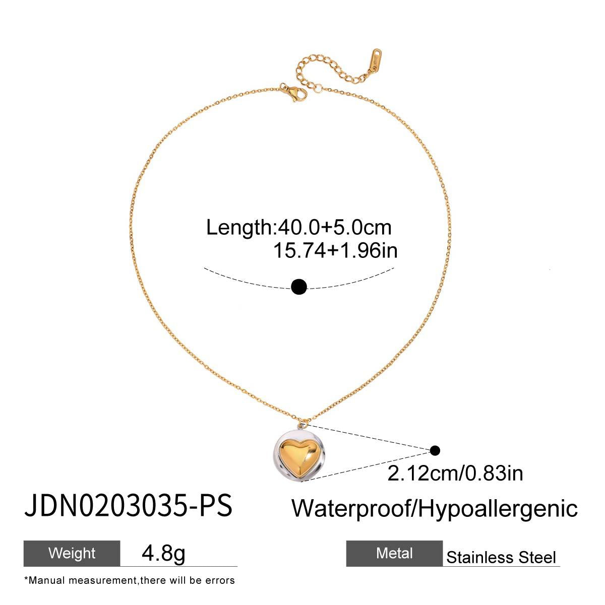 Close up of wholesale stainless steel heart pendant necklace waterproof hypoallergenic jewelry