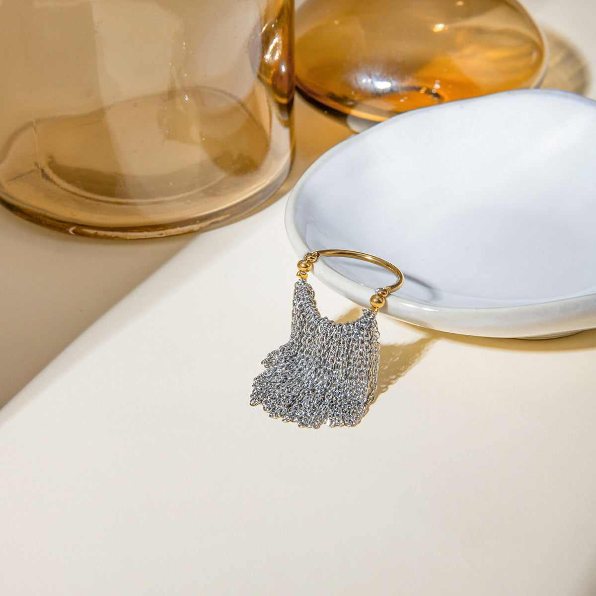 Wholesale Stainless Steel 18K Gold Silver Two Tone Tassel Rings Set of 5 for Women