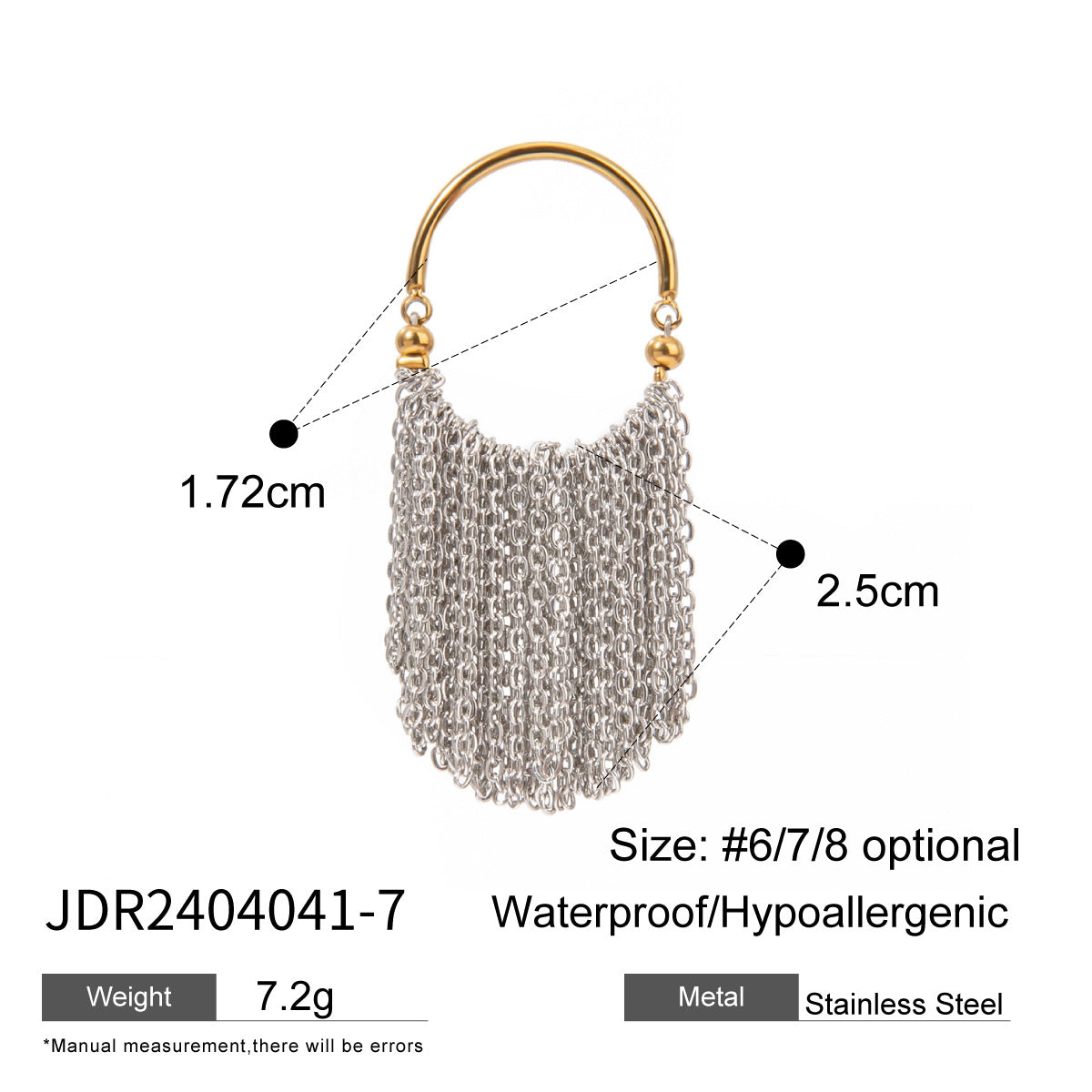 Wholesale Stainless Steel 18K Gold Silver Two Tone Tassel Rings Set of 5 for Women