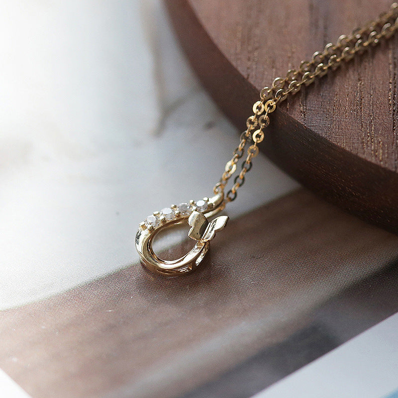 14K gold plated 925 silver butterfly pendant necklace worn as collarbone necklace