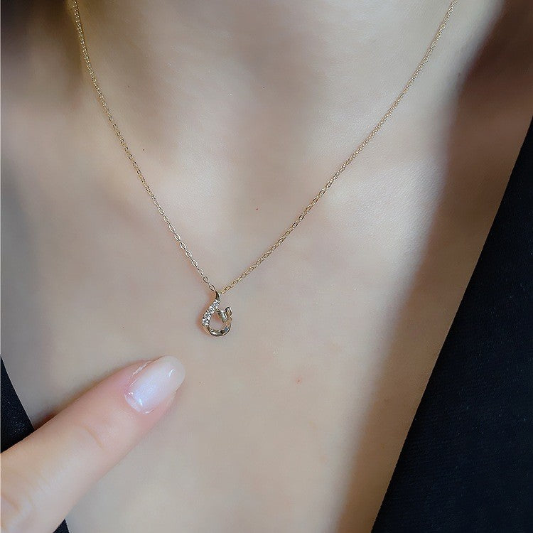 Close view of 14K gold plated waterdrop butterfly zircon pendant necklace