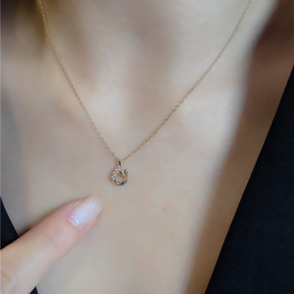 Close view of 14K gold plated waterdrop butterfly zircon pendant necklace