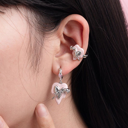 Wholesale 5 Pcs Brass Pink Enamel Ear Cuff Non Pierced Clip On Earrings