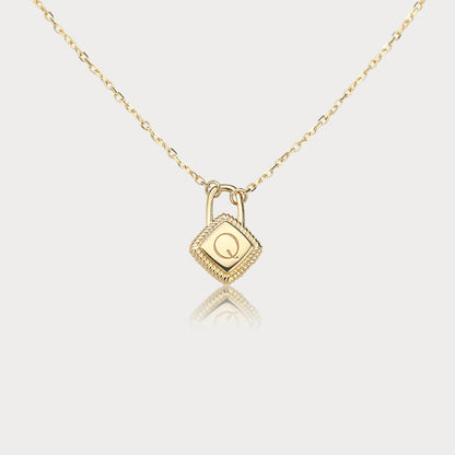 18k gold initial lock necklace gift for women